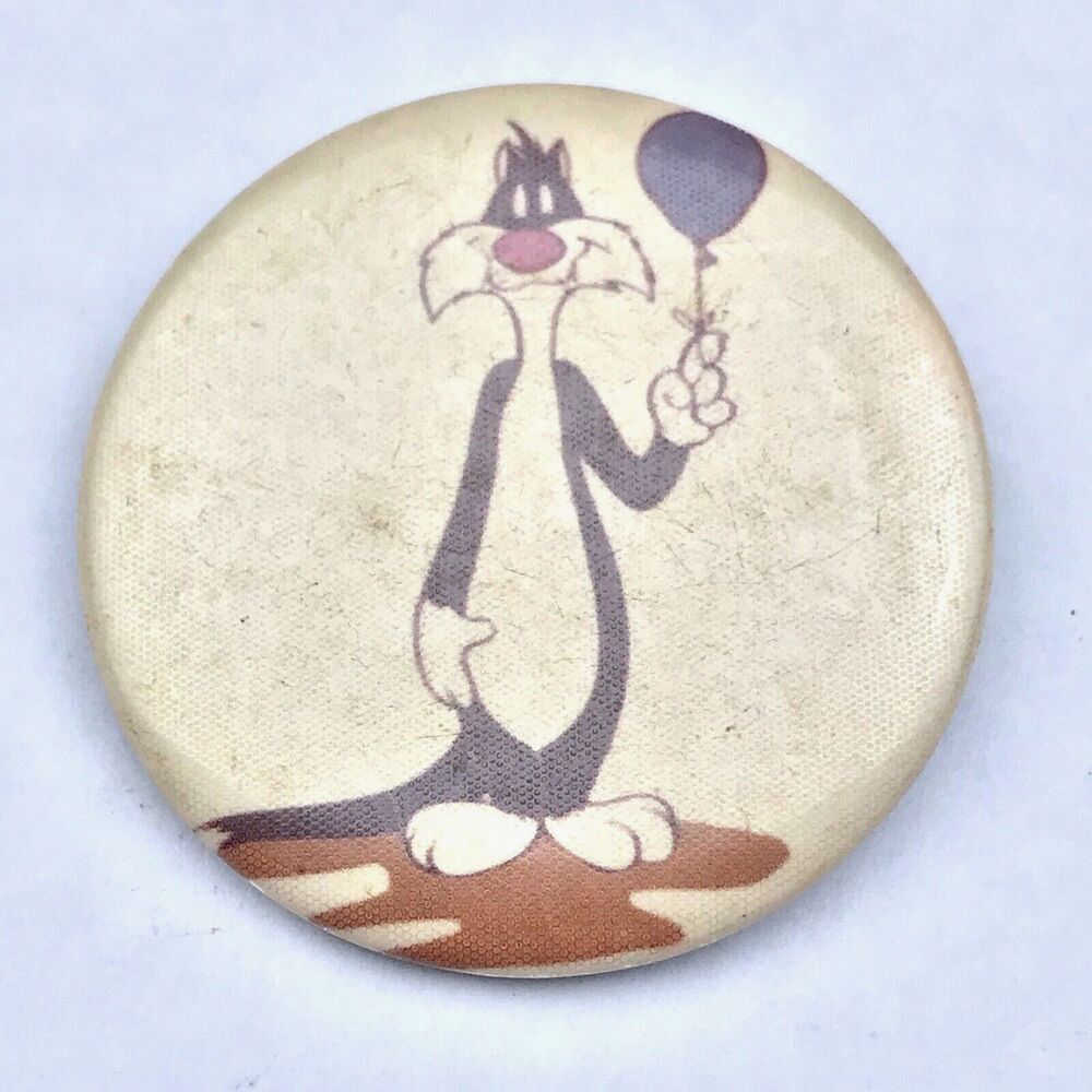 Sylvester The Cat Holding Balloon Vintage Pin Button Pinback
